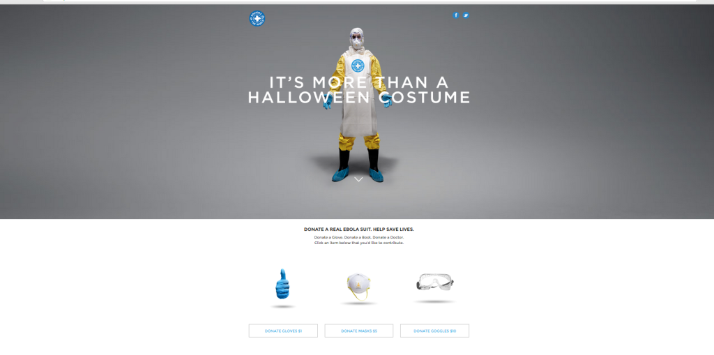 Doctors of the World Ebola landing page. 